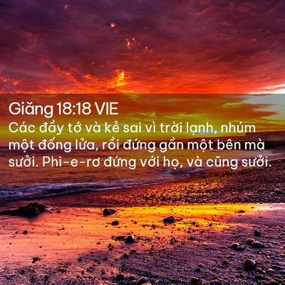Picture 02 - Giăng 18:18 VIE - Các đầy tớ và kẻ sai vì trời lạnh, - Bible Verse Picture