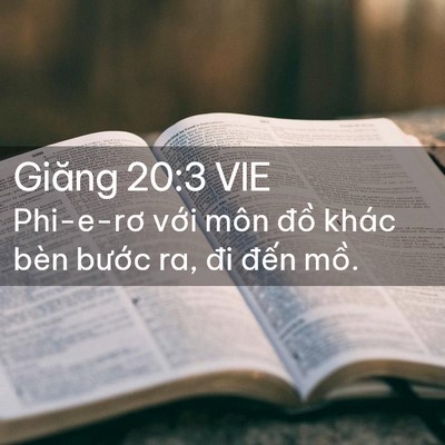 Picture 02 - Giăng 20:3 VIE - Phi-e-rơ với môn đồ khác bèn bước ra, - Bible Verse Picture