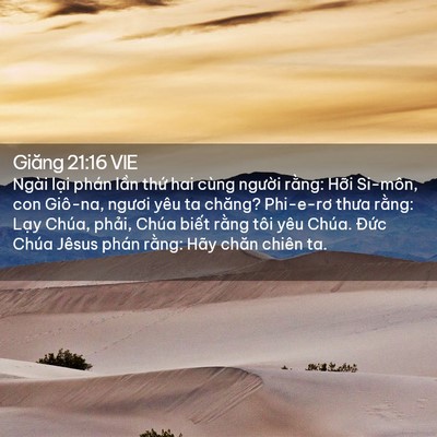 Picture 02 - Giăng 21:16 VIE - Ngài lại phán lần thứ hai cùng người - Bible Verse Picture