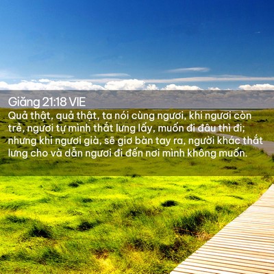 Picture 02 - Giăng 21:18 VIE - Quả thật, quả thật, ta nói cùng - Bible Verse Picture