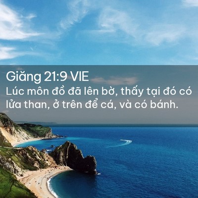Picture 02 - Giăng 21:9 VIE - Lúc môn đồ đã lên bờ, thấy tại đó - Bible Verse Picture