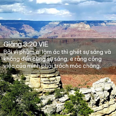 Picture 02 - Giăng 3:20 VIE - Bởi vì phàm ai làm ác thì ghét sự sáng - Bible Verse Picture