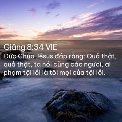 Picture 02 - Giăng 8:34 VIE - Đức Chúa Jêsus đáp rằng: Quả thật, - Bible Verse Picture
