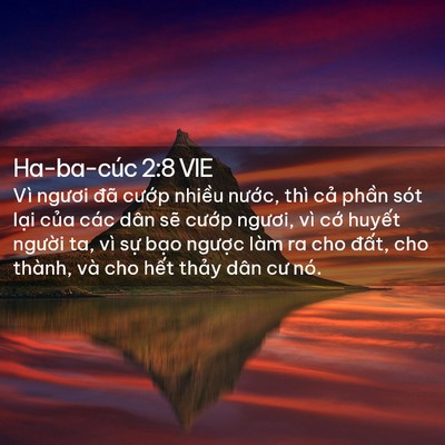 Picture 02 - Ha-ba-cúc 2:8 VIE - Vì ngươi đã cướp nhiều nước, thì - Bible Verse Picture