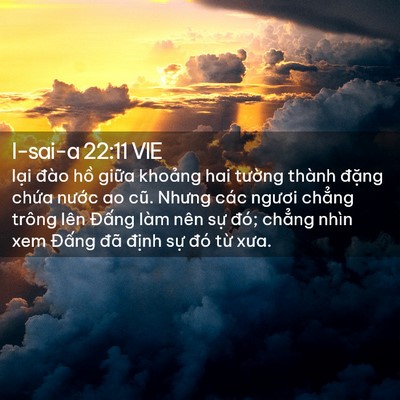 Picture 02 - I-sai-a 22:11 VIE - lại đào hồ giữa khoảng hai tường - Bible Verse Picture