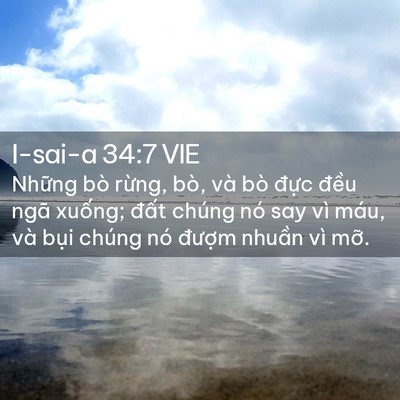 Picture 02 - I-sai-a 34:7 VIE - Những bò rừng, bò, và bò đực đều - Bible Verse Picture