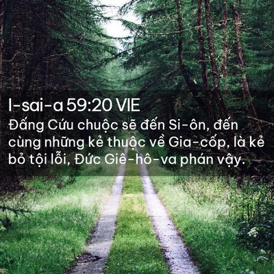 Picture 02 - I-sai-a 59:20 VIE - Đấng Cứu chuộc sẽ đến Si-ôn, đến - Bible Verse Picture