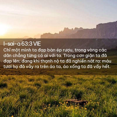Picture 02 - I-sai-a 63:3 VIE - Chỉ một mình ta đạp bàn ép rượu, - Bible Verse Picture