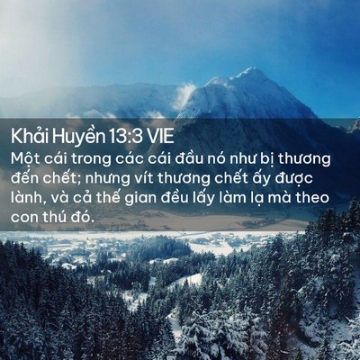 Picture 02 - Khải Huyền 13:3 VIE - Một cái trong các cái đầu nó như bị - Bible Verse Picture
