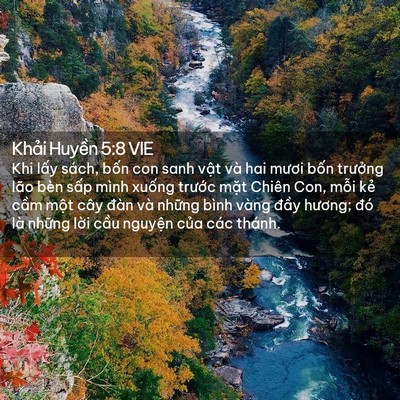 Picture 02 - Khải Huyền 5:8 VIE - Khi lấy sách, bốn con sanh vật và hai - Bible Verse Picture