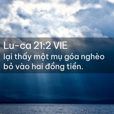 Picture 02 - Lu-ca 21:2 VIE - lại thấy một mụ góa nghèo bỏ vào hai - Bible Verse Picture