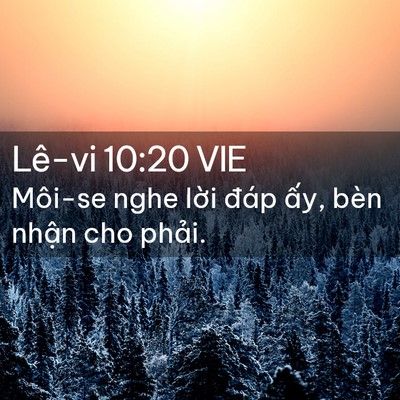 Picture 02 - Lê-vi 10:20 VIE - Môi-se nghe lời đáp ấy, bèn nhận cho - Bible Verse Picture