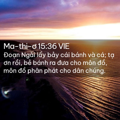 Picture 02 - Ma-thi-ơ 15:36 VIE - Đoạn Ngài lấy bảy cái bánh và cá; - Bible Verse Picture