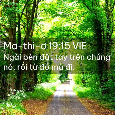 Picture 02 - Ma-thi-ơ 19:15 VIE - Ngài bèn đặt tay trên chúng nó, rồi - Bible Verse Picture