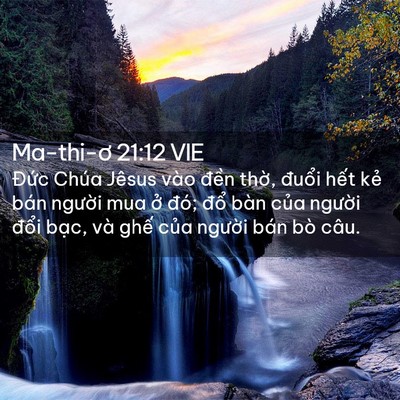 Picture 02 - Ma-thi-ơ 21:12 VIE - Đức Chúa Jêsus vào đền thờ, đuổi - Bible Verse Picture