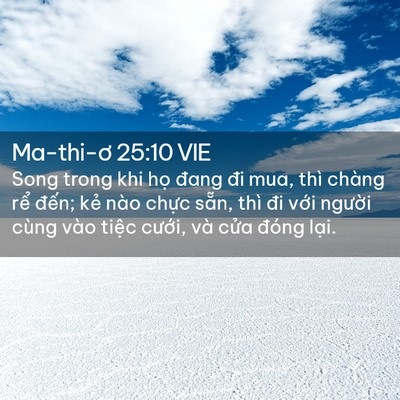 Picture 02 - Ma-thi-ơ 25:10 VIE - Song trong khi họ đang đi mua, thì chàng - Bible Verse Picture