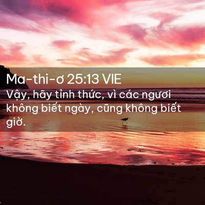 Picture 02 - Ma-thi-ơ 25:13 VIE - Vậy, hãy tỉnh thức, vì các ngươi - Bible Verse Picture