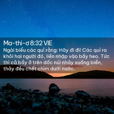 Picture 02 - Ma-thi-ơ 8:32 VIE - Ngài biểu các quỉ rằng: Hãy đi đi! - Bible Verse Picture