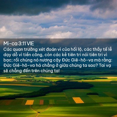 Picture 02 - Mi-ca 3:11 VIE - Các quan trưởng xét đoán vì của hối - Bible Verse Picture