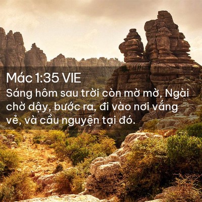Picture 02 - Mác 1:35 VIE - Sáng hôm sau trời còn mờ mờ, Ngài chờ - Bible Verse Picture