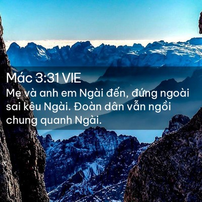 Picture 02 - Mác 3:31 VIE - Mẹ và anh em Ngài đến, đứng ngoài sai - Bible Verse Picture
