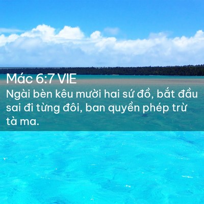 Picture 02 - Mác 6:7 VIE - Ngài bèn kêu mười hai sứ đồ, bắt - Bible Verse Picture