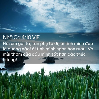 Picture 02 - Nhã Ca 4:10 VIE - Hỡi em gái ta, tân phụ ta ơi, ái tình - Bible Verse Picture