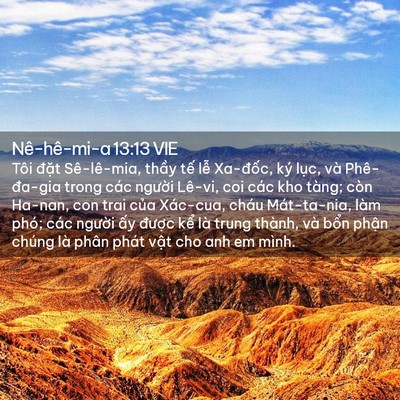 Picture 02 - Nê-hê-mi-a 13:13 VIE - Tôi đặt Sê-lê-mia, thầy tế lễ - Bible Verse Picture