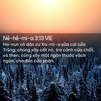Picture 02 - Nê-hê-mi-a 3:13 VIE - Ha-nun và dân cư Xa-nô-a sửa cái cửa - Bible Verse Picture