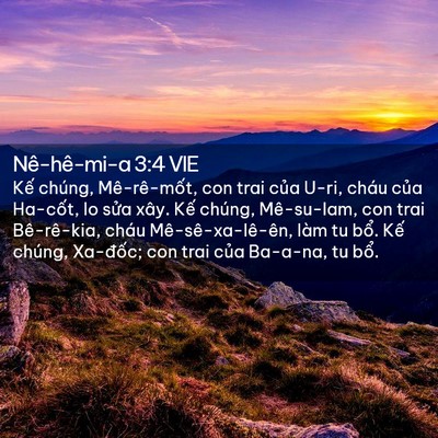 Picture 02 - Nê-hê-mi-a 3:4 VIE - Kế chúng, Mê-rê-mốt, con trai của U-ri, - Bible Verse Picture
