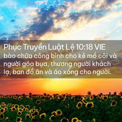 Picture 02 - Phục Truyền Luật Lệ 10:18 VIE - bào chữa công bình cho kẻ mồ côi và - Bible Verse Picture