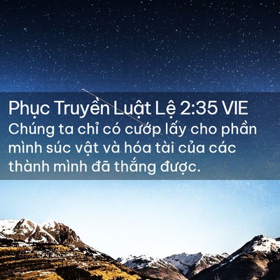 Picture 02 - Phục Truyền Luật Lệ 2:35 VIE - Chúng ta chỉ có cướp lấy cho phần - Bible Verse Picture