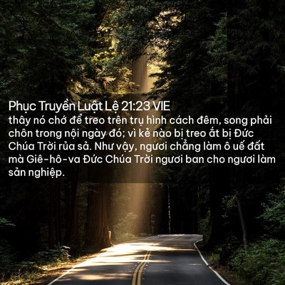 Picture 02 - Phục Truyền Luật Lệ 21:23 VIE - thây nó chớ để treo trên trụ hình - Bible Verse Picture