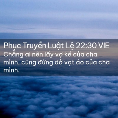 Picture 02 - Phục Truyền Luật Lệ 22:30 VIE - Chẳng ai nên lấy vợ kế của cha mình, - Bible Verse Picture