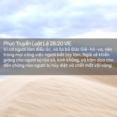 Picture 02 - Phục Truyền Luật Lệ 28:20 VIE - Vì cớ ngươi làm điều ác, và lìa bỏ - Bible Verse Picture