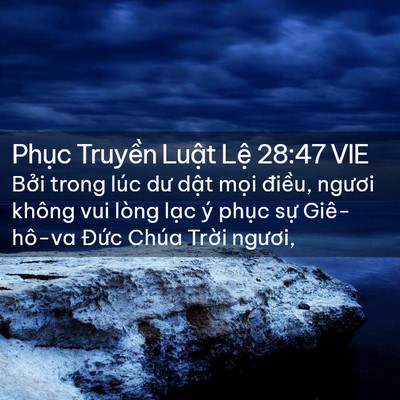 Picture 02 - Phục Truyền Luật Lệ 28:47 VIE - Bởi trong lúc dư dật mọi điều, ngươi - Bible Verse Picture