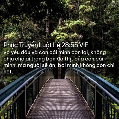 Picture 02 - Phục Truyền Luật Lệ 28:55 VIE - vợ yêu dấu và con cái mình còn lại, - Bible Verse Picture
