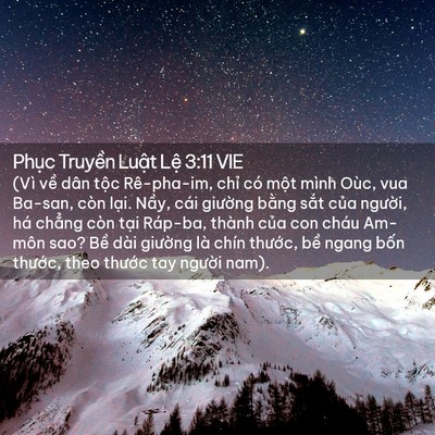 Picture 02 - Phục Truyền Luật Lệ 3:11 VIE - (Vì về dân tộc Rê-pha-im, chỉ có một - Bible Verse Picture