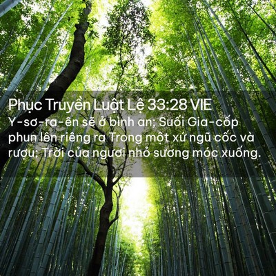 Picture 02 - Phục Truyền Luật Lệ 33:28 VIE - Y-sơ-ra-ên sẽ ở bình an; Suối Gia-cốp - Bible Verse Picture