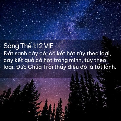 Picture 02 - Sáng Thế 1:12 VIE - Đất sanh cây cỏ: cỏ kết hột tùy theo - Bible Verse Picture