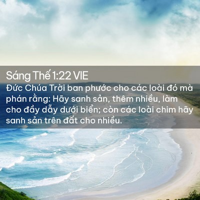 Picture 02 - Sáng Thế 1:22 VIE - Đức Chúa Trời ban phước cho các loài - Bible Verse Picture