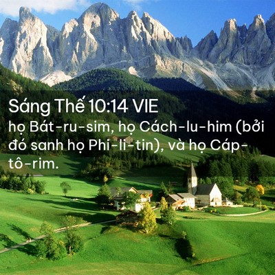 Picture 02 - Sáng Thế 10:14 VIE - họ Bát-ru-sim, họ Cách-lu-him (bởi đó - Bible Verse Picture