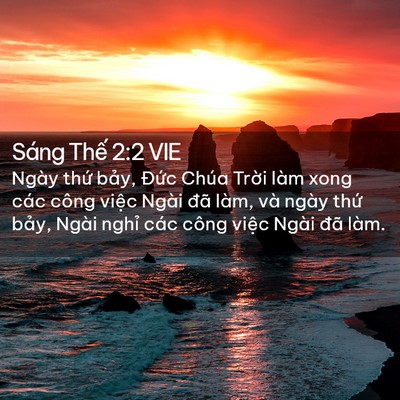 Picture 02 - Sáng Thế 2:2 VIE - Ngày thứ bảy, Đức Chúa Trời làm xong - Bible Verse Picture