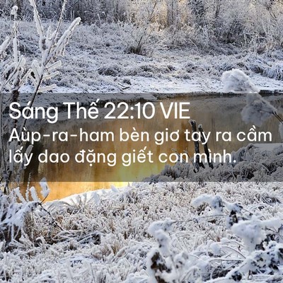 Picture 02 - Sáng Thế 22:10 VIE - Aùp-ra-ham bèn giơ tay ra cầm lấy dao - Bible Verse Picture