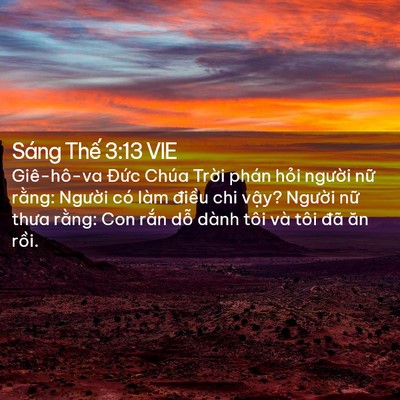 Picture 02 - Sáng Thế 3:13 VIE - Giê-hô-va Đức Chúa Trời phán hỏi - Bible Verse Picture
