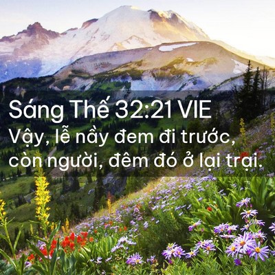 Picture 02 - Sáng Thế 32:21 VIE - Vậy, lễ nầy đem đi trước, còn - Bible Verse Picture