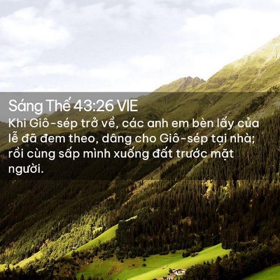 Picture 02 - Sáng Thế 43:26 VIE - Khi Giô-sép trở về, các anh em bèn lấy - Bible Verse Picture
