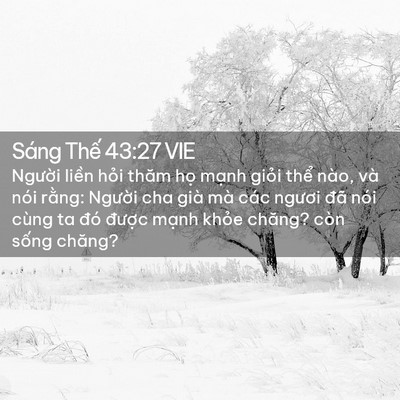 Picture 02 - Sáng Thế 43:27 VIE - Người liền hỏi thăm họ mạnh giỏi - Bible Verse Picture