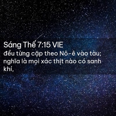 Picture 02 - Sáng Thế 7:15 VIE - đều từng cặp theo Nô-ê vào tàu; nghĩa - Bible Verse Picture