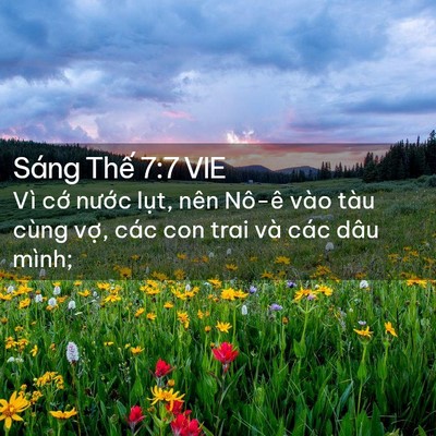 Picture 02 - Sáng Thế 7:7 VIE - Vì cớ nước lụt, nên Nô-ê vào tàu - Bible Verse Picture